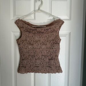 Lace Blouse in Rich Brown/Tan Medium